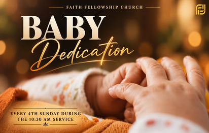 Baby Dedication artwork with a baby's hand holding a parent's finger