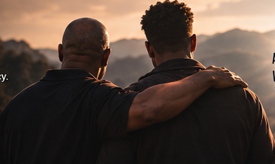 Two men walking together in brotherhood