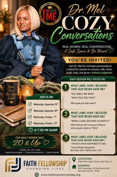 Dr. Mel's Cozy Conversations flyer