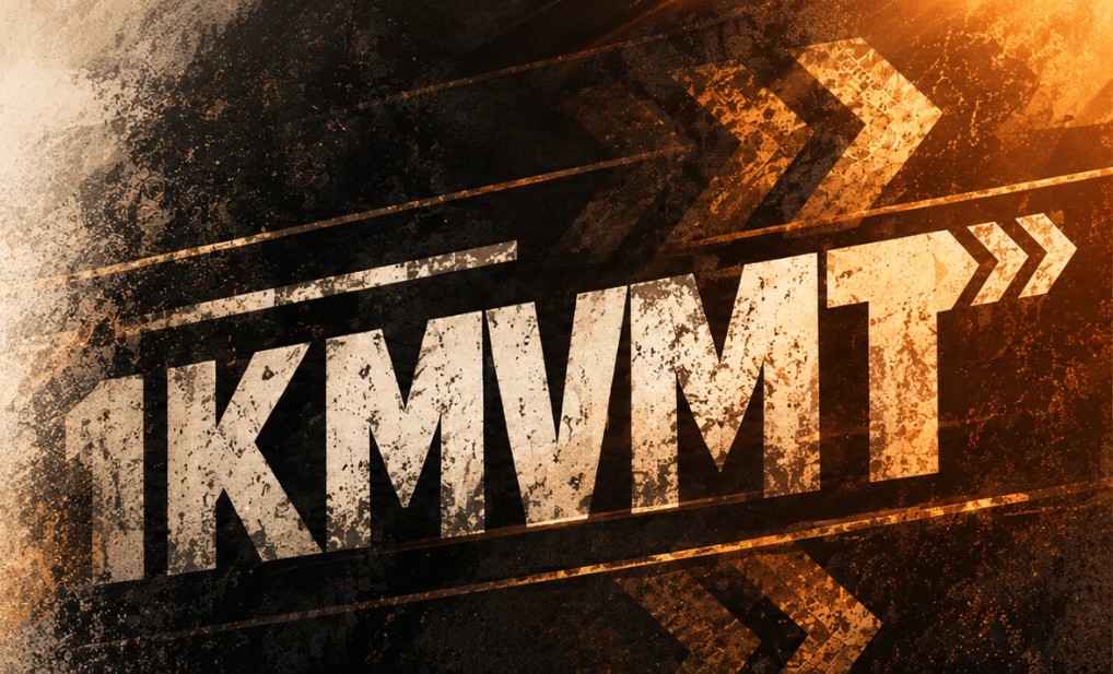1KMVMT artwork with gritty orange chevrons