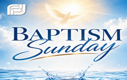Baptism Sunday artwork with a white dove over sunlit water